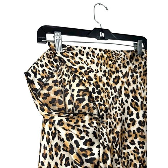 Ellison Women’s Large Leopard Print Midi Skirt Angled Zip Closure Lightweight - Picture 4 of 6